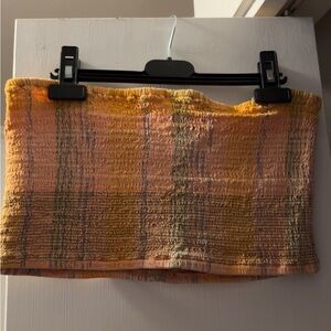 Universal Thread Orange and Yellow Smocked Pencil Crop Top